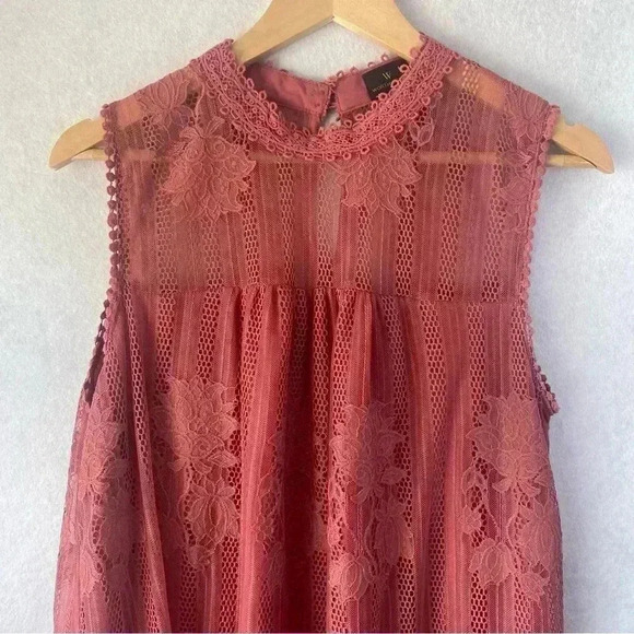 Worthington‎ Women's Guava Lace Halter Sleeveless Feminine Boho Blouse Size XL - Picture 3 of 13